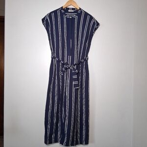 Minimum Jumpsuit Tvilla Crop Wide Leg Navy White Stripe
